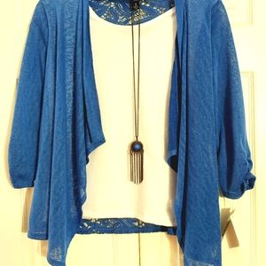 NWT Blouse Blue Lace Alley B Top Small Coordinate Set